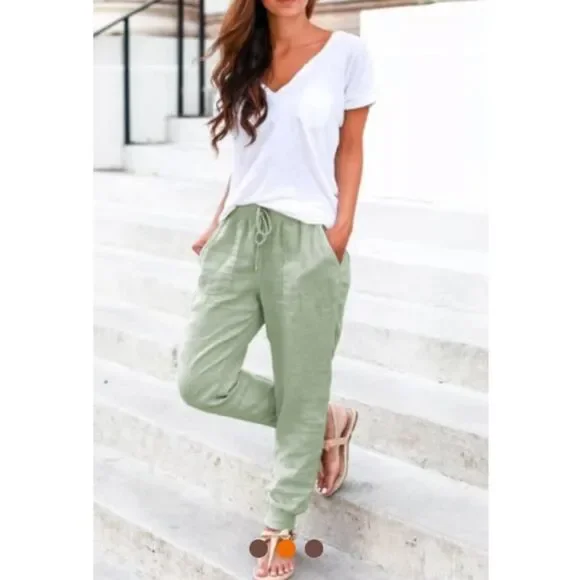 jogger casual pants with drawstring waist and pockets - Picture 1 of 11